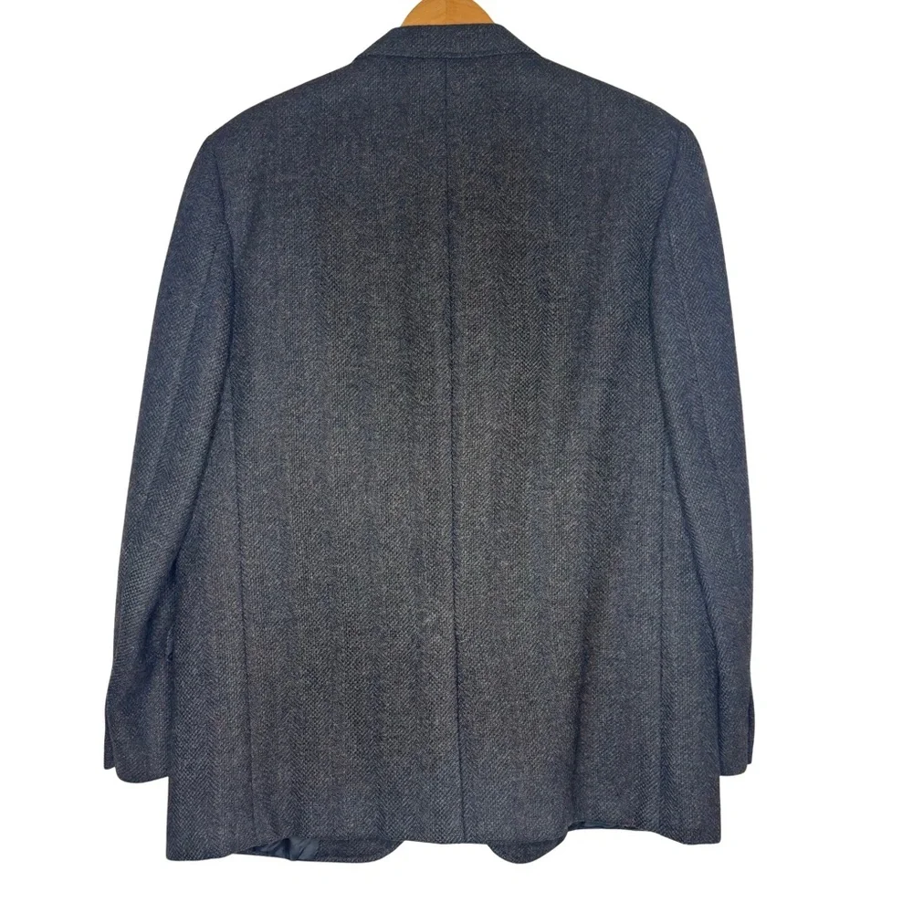 Hart‎ Schaffner & Marx Wool Blanket Weave Gray Tweed Sport Coat Mens 44R VTG